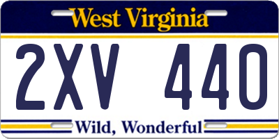 WV license plate 2XV440