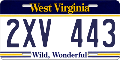WV license plate 2XV443