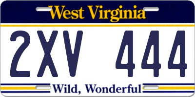WV license plate 2XV444