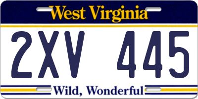 WV license plate 2XV445