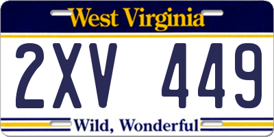 WV license plate 2XV449