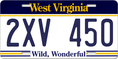 WV license plate 2XV450