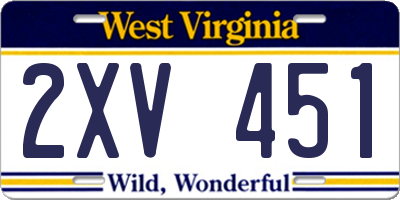 WV license plate 2XV451