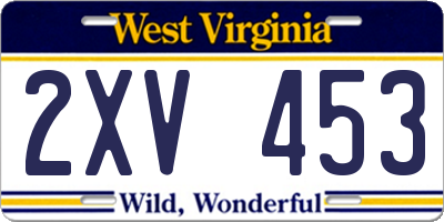 WV license plate 2XV453