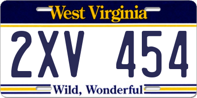 WV license plate 2XV454