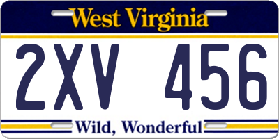 WV license plate 2XV456