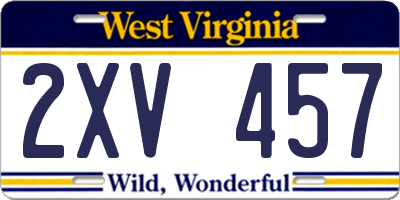 WV license plate 2XV457