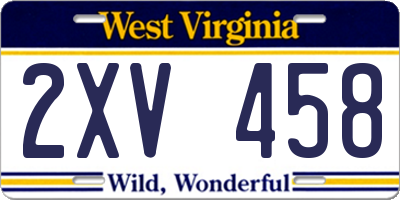 WV license plate 2XV458