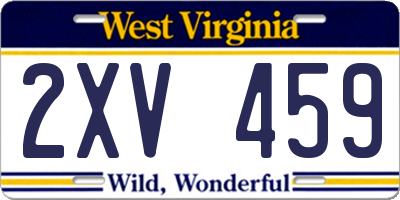 WV license plate 2XV459