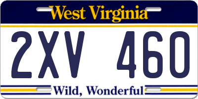 WV license plate 2XV460