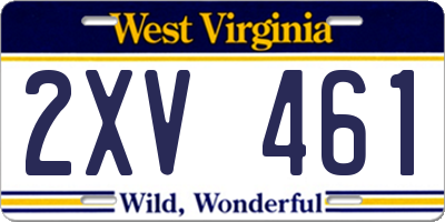 WV license plate 2XV461