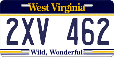 WV license plate 2XV462