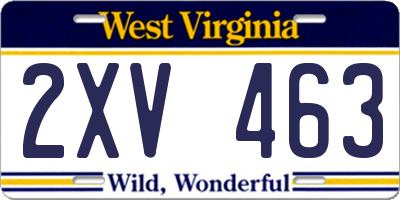 WV license plate 2XV463