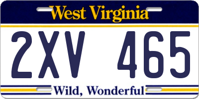 WV license plate 2XV465