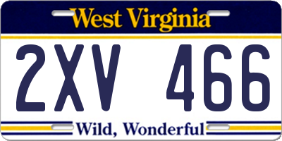 WV license plate 2XV466
