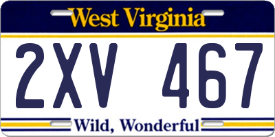 WV license plate 2XV467
