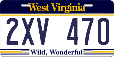 WV license plate 2XV470