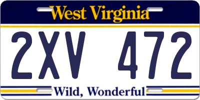 WV license plate 2XV472