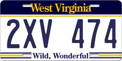 WV license plate 2XV474