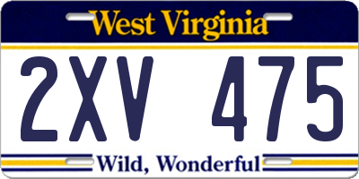 WV license plate 2XV475