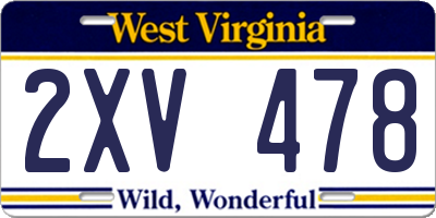 WV license plate 2XV478