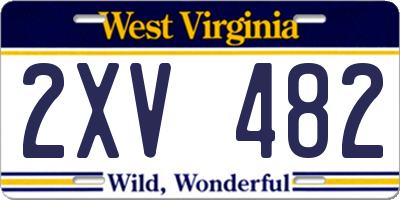 WV license plate 2XV482