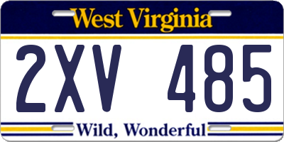 WV license plate 2XV485