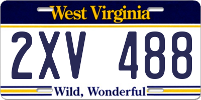 WV license plate 2XV488