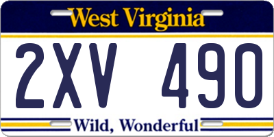 WV license plate 2XV490