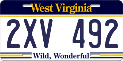 WV license plate 2XV492