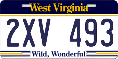 WV license plate 2XV493