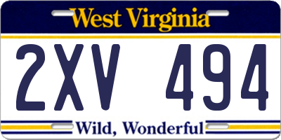 WV license plate 2XV494