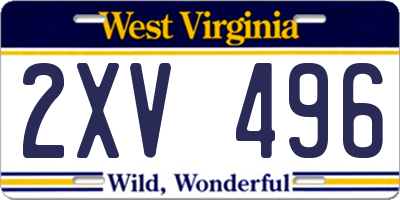 WV license plate 2XV496