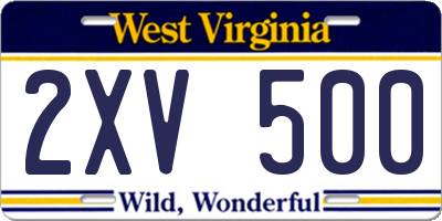 WV license plate 2XV500