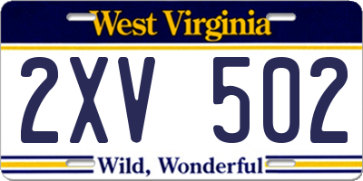WV license plate 2XV502