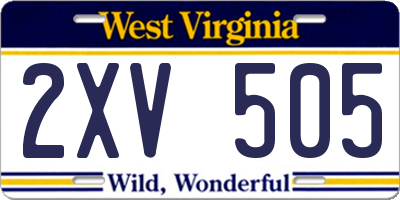 WV license plate 2XV505