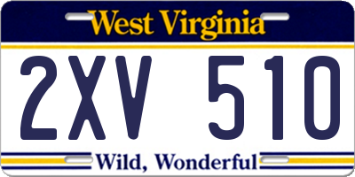 WV license plate 2XV510