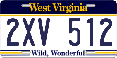 WV license plate 2XV512