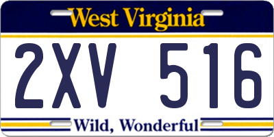 WV license plate 2XV516