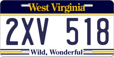 WV license plate 2XV518