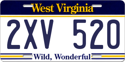 WV license plate 2XV520