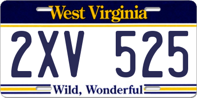 WV license plate 2XV525
