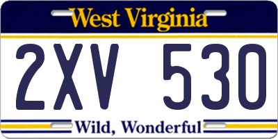 WV license plate 2XV530