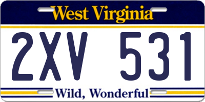 WV license plate 2XV531
