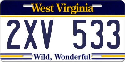 WV license plate 2XV533