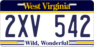 WV license plate 2XV542