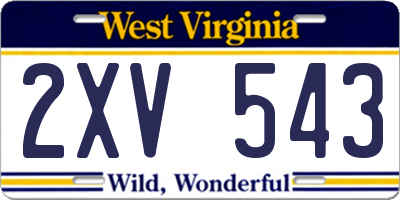 WV license plate 2XV543