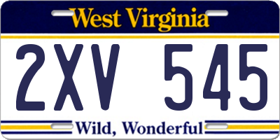 WV license plate 2XV545