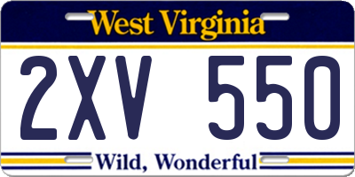 WV license plate 2XV550