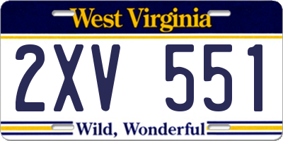 WV license plate 2XV551